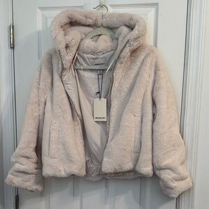 Women's Cream Faux Fur Jacket